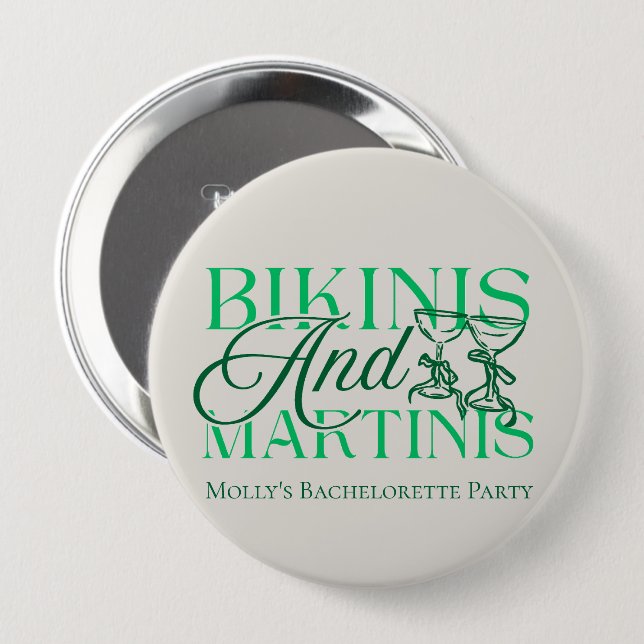 Bikinis and Martinis – Custom Bachelorette Party Button (Front & Back)