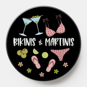 Bikinis and Martinis Cute Beach Vibes Pink Polka D PopSocket