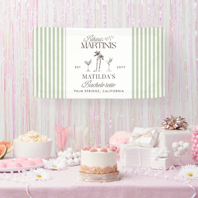 Bikinis and martinis Elegant vintage bachelorette Banner (Party)