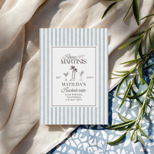 Bikinis and martinis Elegant vintage bachelorette Invitation