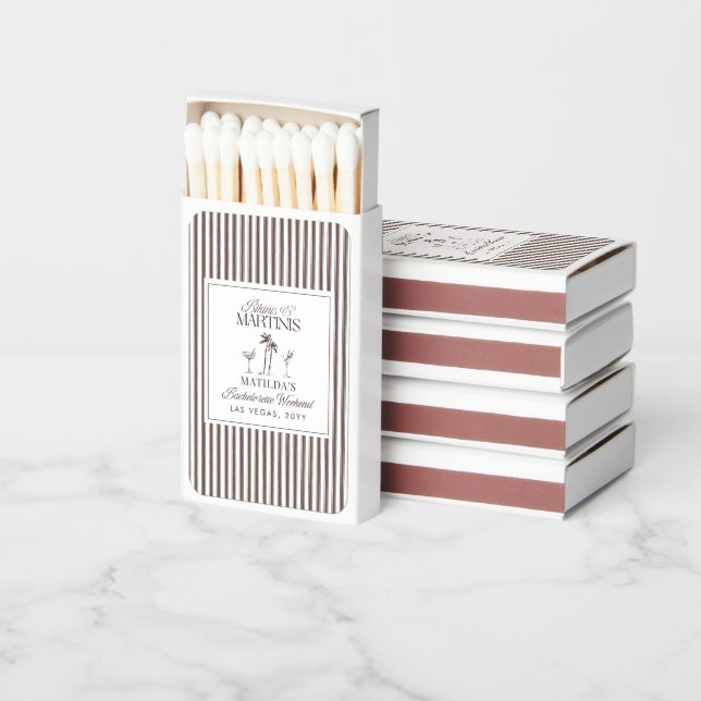 Bikinis and martinis Elegant vintage bachelorette Matchboxes (Stacked)