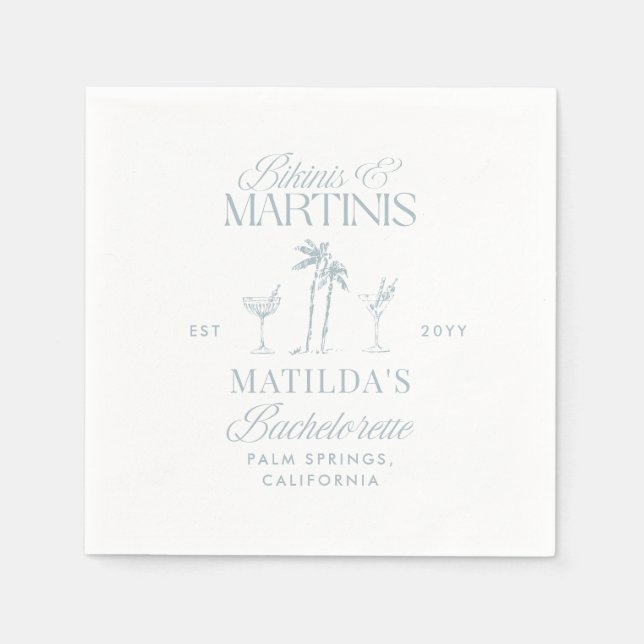 Bikinis and martinis Elegant vintage bachelorette Napkins (Front)