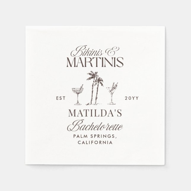 Bikinis and martinis Elegant vintage bachelorette Napkins (Front)