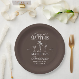 Bikinis and martinis Elegant vintage bachelorette Paper Plates