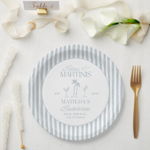Bikinis and martinis Elegant vintage bachelorette Paper Plates