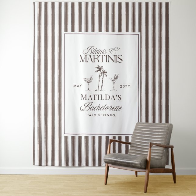 Bikinis and martinis Elegant vintage bachelorette Tapestry (In Situ)