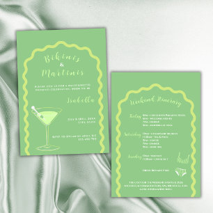 Bikinis And Martinis Green Bachelorette Weekend Invitation