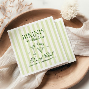 Bikinis and Martinis Green Striped Napkins