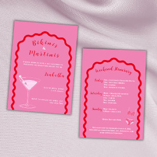 Bikinis And Martinis Pink Bachelorette Weekend Invitation