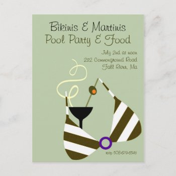 Bikinis And Martinis Pool Party Invitation by Beezazzler at Zazzle