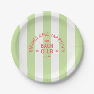 Bikinis And Martinis The Bach Club Green Stripe Paper Plates