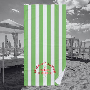 Bikinis And Martinis The Beach Club Green Stripe Towel