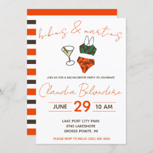 Bikinis and Martinis Themed Bachelorette Party Invitation
