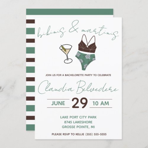 Bikinis and Martinis Themed Bachelorette Party Invitation