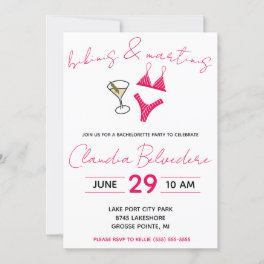 Bikinis and Martinis Themed Bachelorette Party Invitation
