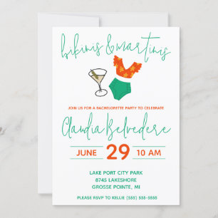 Bikinis and Martinis Themed Bachelorette Party Invitation