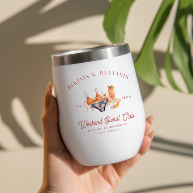 Bikinis & Bellinis Bachelorette Social Club Thermal Wine Tumbler (Creator Uploaded)