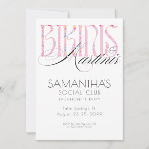 Bikinis & Martini Beach Bach Tropical Bachelorette Invitation