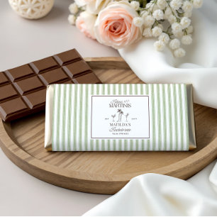 Bikinis & Martinis Bachelorette green stripe favor Hershey Bar Favors