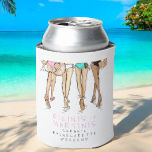 Bikinis & Martinis Bachelorette Party Beach Bach  Can Cooler