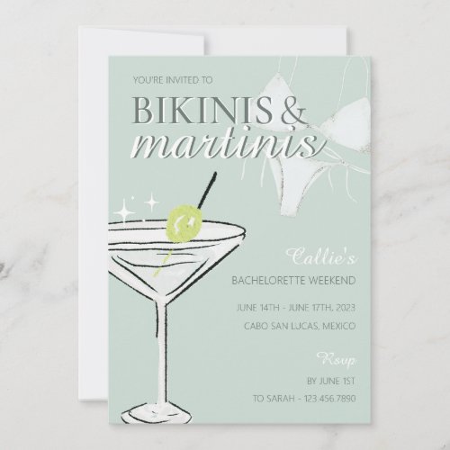 Bikinis  Martinis Bachelorette Party Invitation