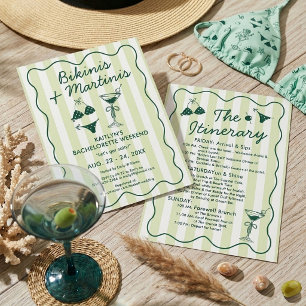 Bikinis & Martinis Bachelorette Party Itinerary Invitation