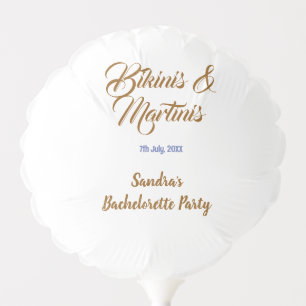 bikinis & martinis bachelorette party name brown balloon