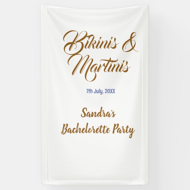 bikinis & martinis bachelorette party name brown  banner (Vertical)