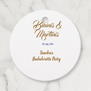 bikinis & martinis bachelorette party name brown favor tags