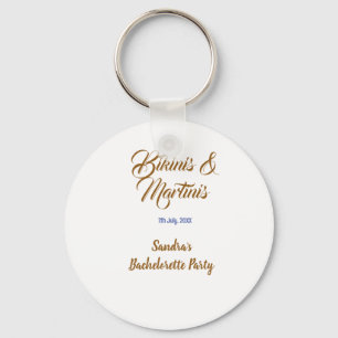 bikinis & martinis bachelorette party name brown keychain