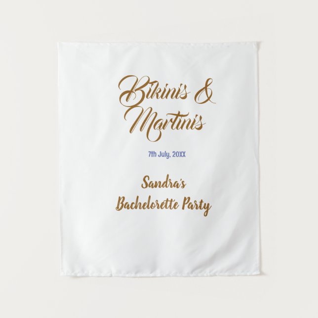 bikinis & martinis bachelorette party name brown  tapestry (Front)