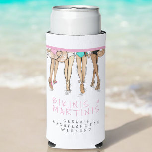 Bikinis & Martinis Bachelorette Party Weekend Name Seltzer Can Cooler