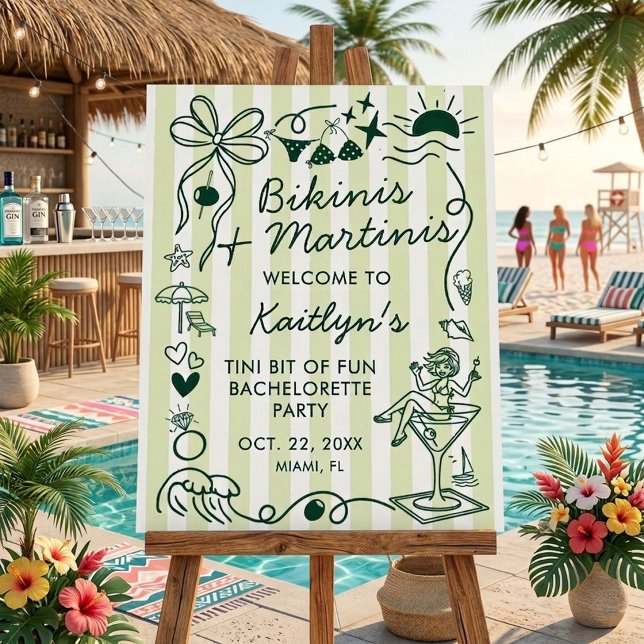 Bikinis & Martinis Bachelorette Party Welcome Foam Board (Creator Uploaded)