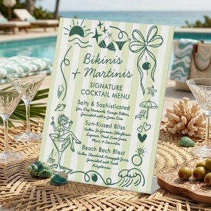 Bikinis & Martinis Bachelorette Signature Drinks Pedestal Sign