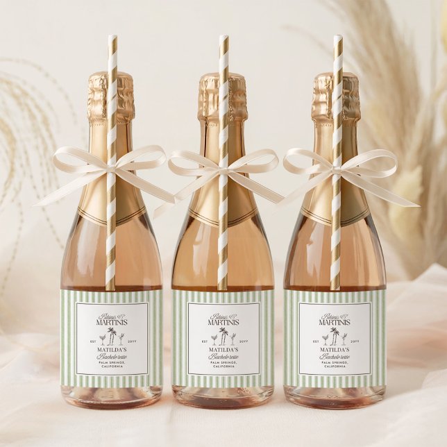 Bikinis & Martinis Bachelorette Wine Bottle Label  (Creator Uploaded)