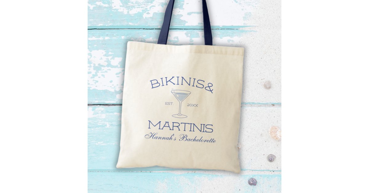 Bikinis & Martinis Beach Bachelorette Favor Tote Bag