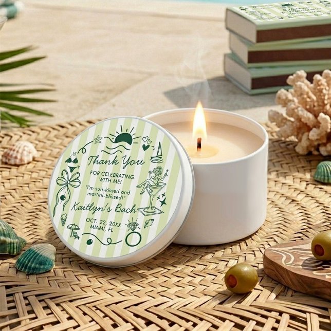 Bikinis & Martinis Beach Bachelorette Party Custom Mini Candle Favors (Creator Uploaded)