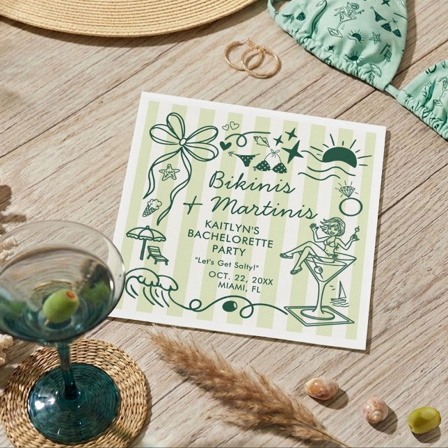 Bikinis & Martinis Beach Bachelorette Party Custom Napkins (Creator Uploaded)