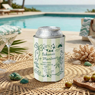 Bikinis & Martinis Beach Bachelorette Party Favor Can Cooler