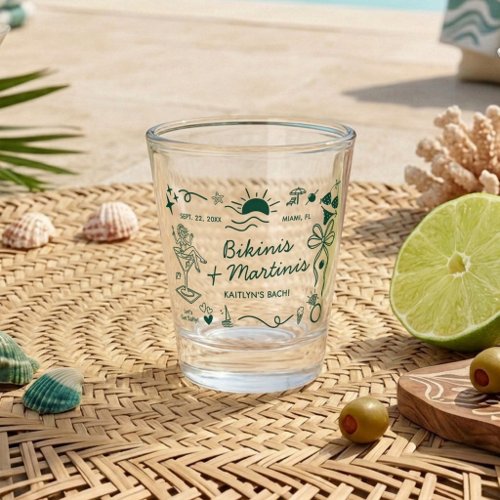 Bikinis &amp; Martinis Beach Bachelorette Party Favor Shot Glass
