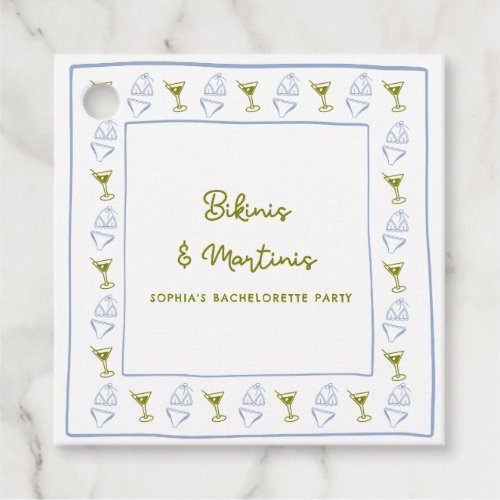 Bikinis  Martinis Blue Olive Bachelorette Party  Favor Tags