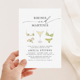 Bikinis & Martinis Bridal Shower Bachelorette Invitation