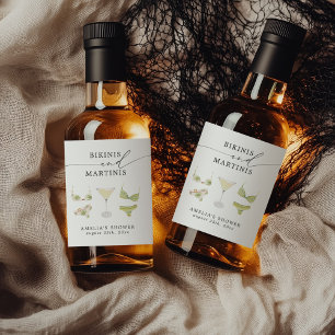 Bikinis & Martinis Bridal Shower Bachelorette Liquor Bottle Label