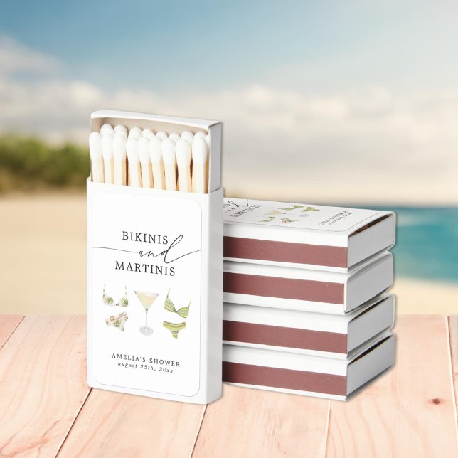 Bikinis & Martinis Bridal Shower Bachelorette Matchboxes (Creator Uploaded)