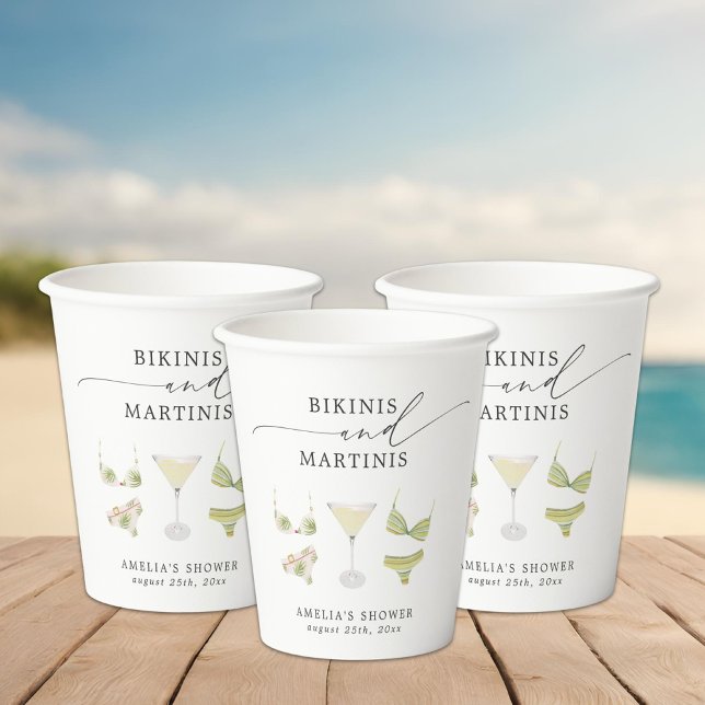 Bikinis & Martinis Bridal Shower Bachelorette Paper Cups (Creator Uploaded)