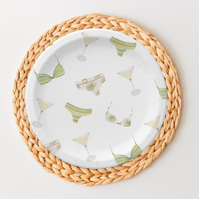 Bikinis & Martinis Bridal Shower Bachelorette Paper Plates (Creator Uploaded)