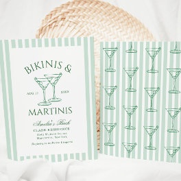 Bikinis & Martinis Green Bachelorette Invitation