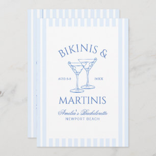 Bikinis & Martinis Green Bachelorette Weekend Invi Invitation