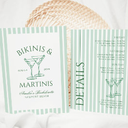 Bikinis & Martinis Green Bachelorette Weekend Invitation