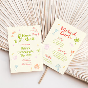 Bikinis & Martinis Hand Drawn Bachelorette Invitation